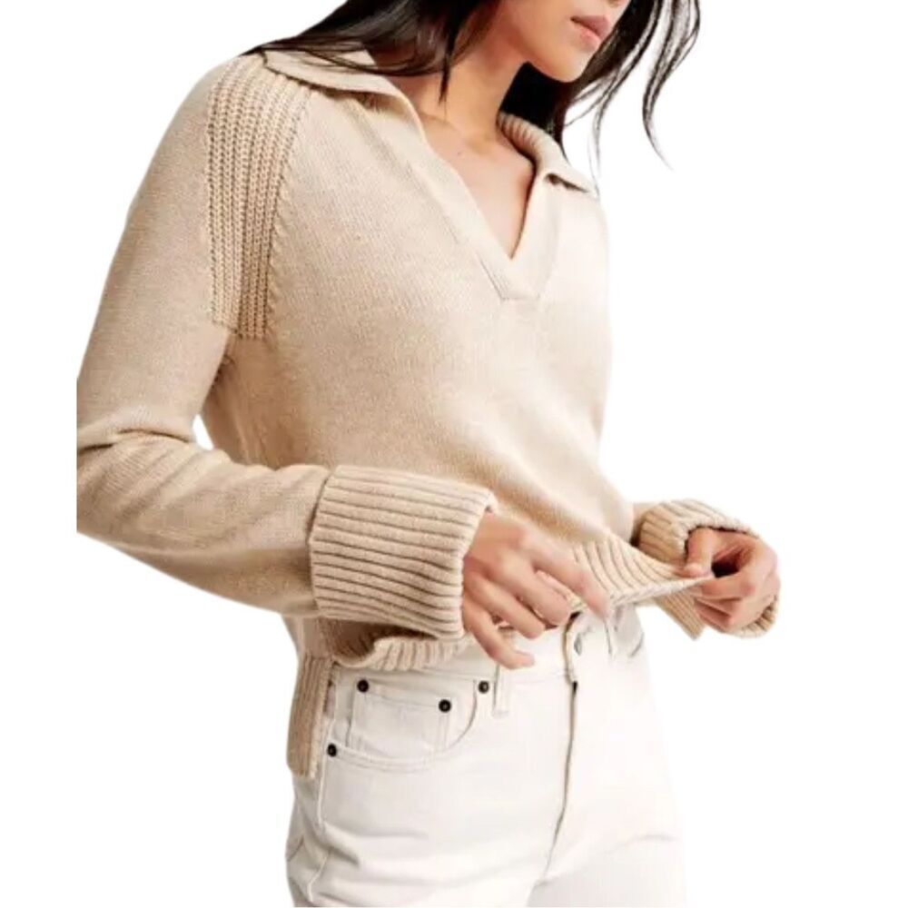 Abercrombie & Fitch Oatmeal Notch Neck Sweater Sz XS